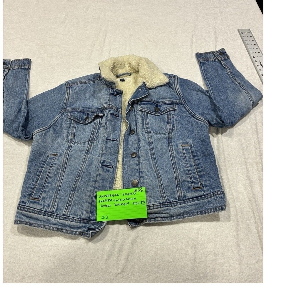 Universal Thread Womens Denim Jacket Faux Sherpa Lined Pocketssize M. SKU68